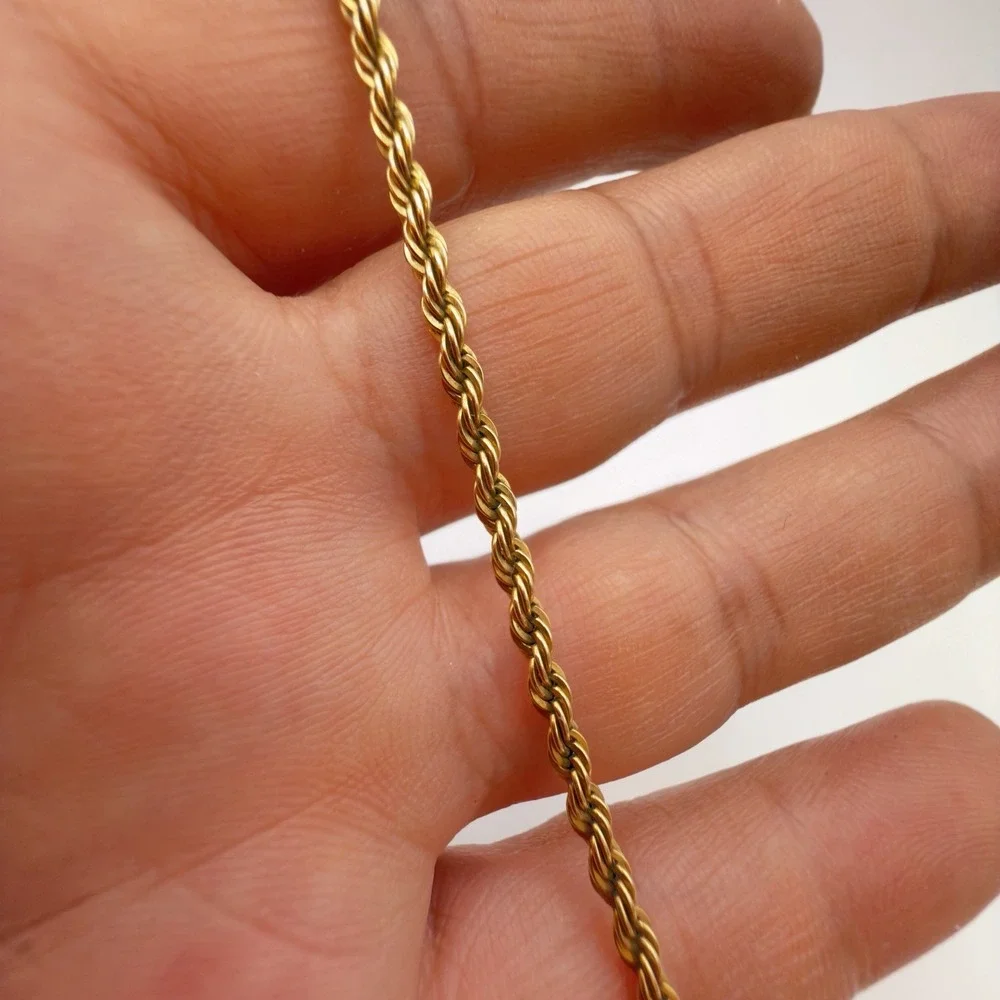 Vintage Yellow Gold Filled Rope Chain Link Bracelet 7